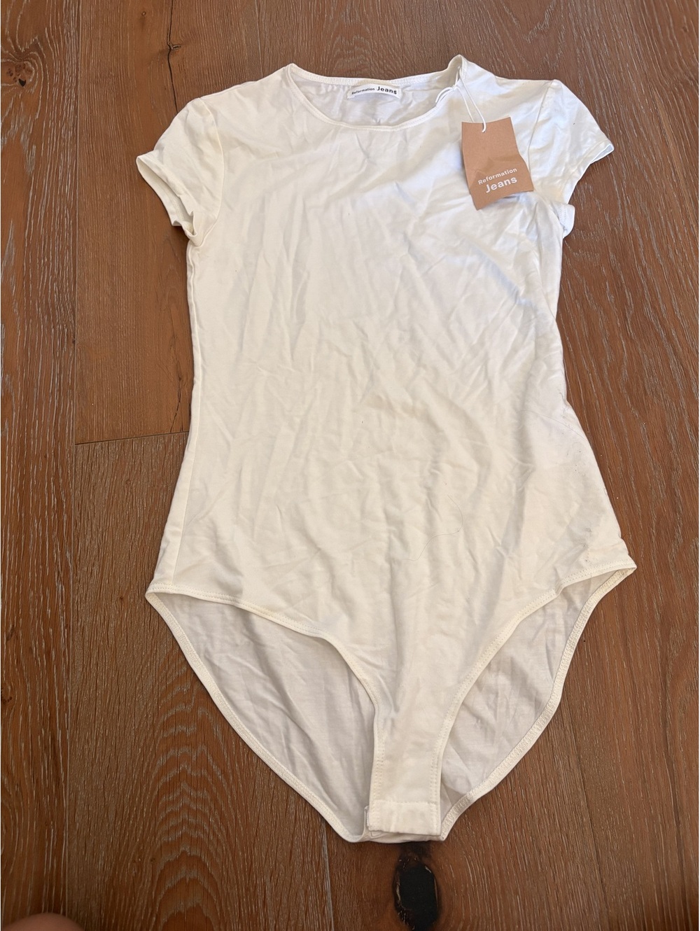 Reformation Jeans White Tencel Spandex Bodysuit Soft Fabric Small NWT